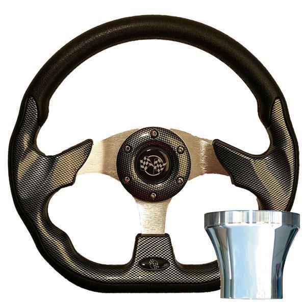 GTW Steering Wheel Kit, Carbon Fiber/Race 12.5 W/Chrome Adapter 94.5-Up