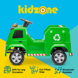 Kidzone 6V Garbage Truck Ride On Toy with LED Lights and Recycling Accessories