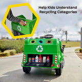 Kidzone 6V Garbage Truck Ride On Toy with LED Lights and Recycling Accessories