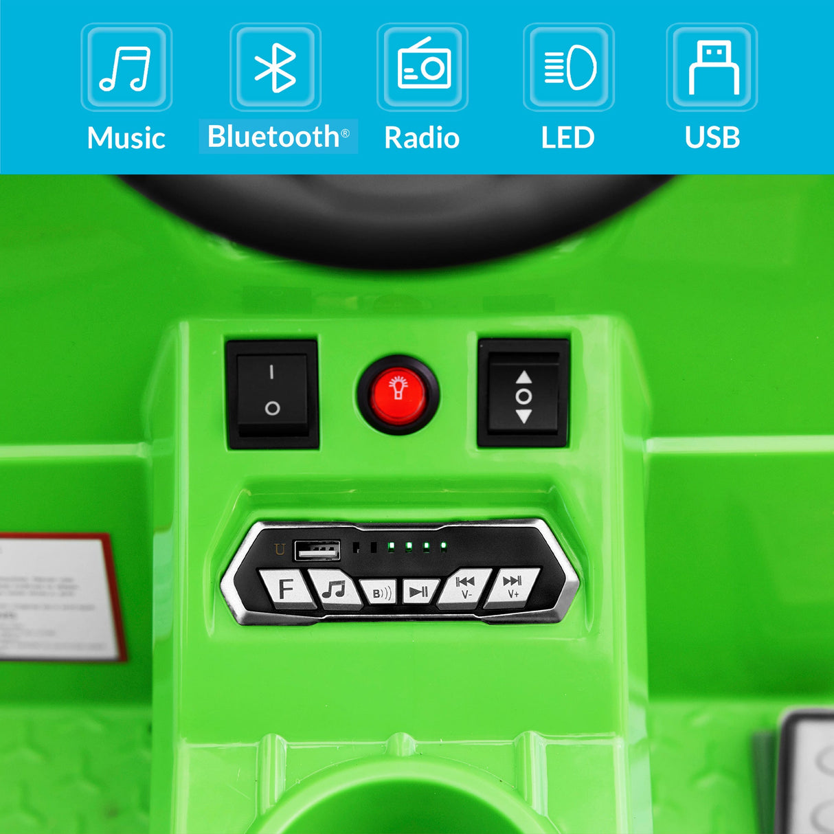 Kidzone 6V Garbage Truck Ride On Toy with LED Lights and Recycling Accessories