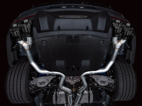 Échappement Catback AWE 2024 Ford Mustang Dark Horse S650 RWD Track Edition avec embouts noirs Quad Diamond