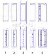 Jeu de roulements principaux King Engine Bearings General Motors 379/V8 Ohv (taille +0,25 mm)