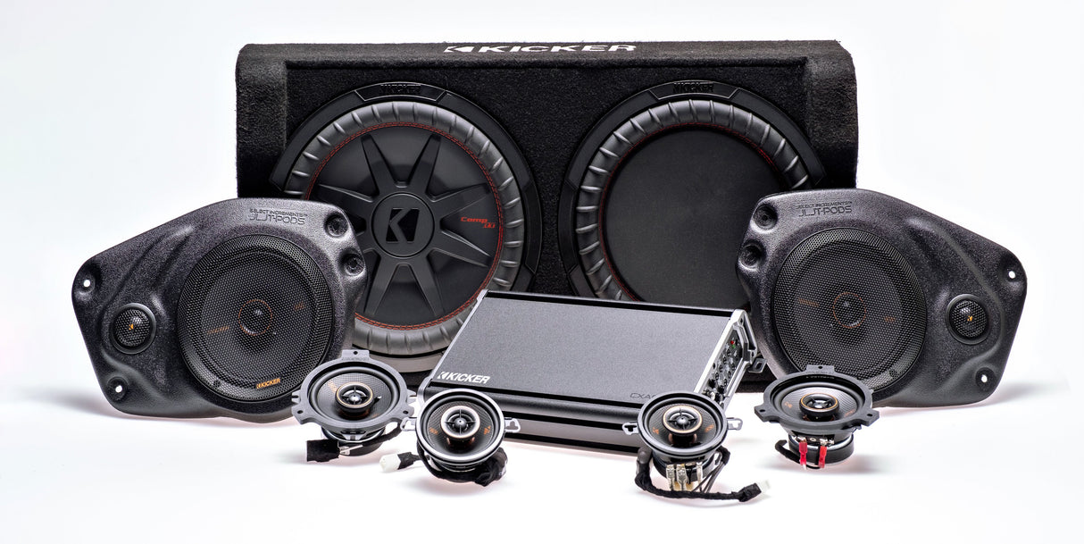 Kicker Plug & Play Full System 5-Channel, 8-Speakers KS, Sub Bundle  | '18- '23 JL Wrangler