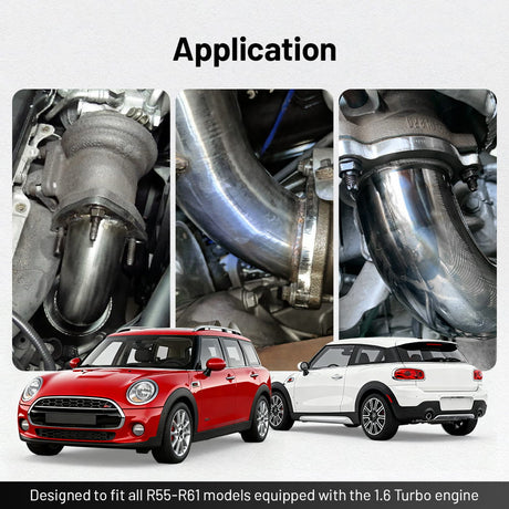 Downpipe Exhaust for 2007-2016 Mini Cooper R55-R61 1.6L Turbo 2.5 inch with 2 O2 sensor bungs Flashark