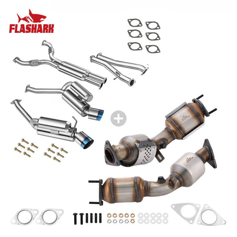 2009-2020 Nissan 370Z Z34 Dual Catback Exhaust System w/ 4.5 Inches Burnt Dual Tips Flashark