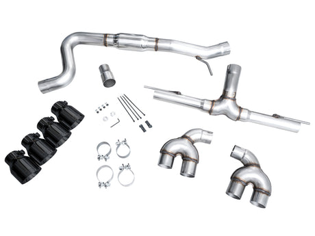 Échappement quadruple AWE MK8 pour Volkswagen Golf R 3 pouces Track Edition - Embouts noirs diamantés