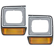 1986-1990 Dodge D/W Series Truck Gray Headlight Bezel Pair with Parking Light Amber or Smoked far from stock A1 auto