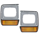 1986-1990 Dodge D/W Series Truck Gray Headlight Bezel Pair with Parking Light Amber or Smoked far from stock A1 auto