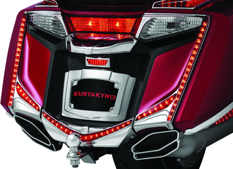 Bandes de feux arrière verticaux à LED Kuryakyn 12-17 GL1800 Lentille rouge chromée