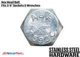 Stainless Steel Bolt 1/2 x 2", Hex Head - Available w/ Nut and Washer Hardware