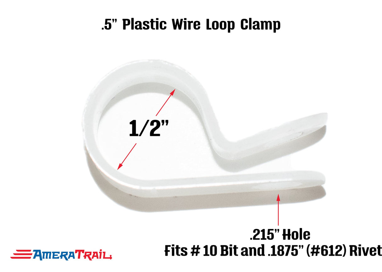 1/2" Wire Clip and Attaching Rivet - Long Lasting Nylon - Fits 5/32" Hardware