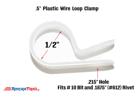 1/2" Wire Clip and Attaching Rivet - Long Lasting Nylon - Fits 5/32" Hardware