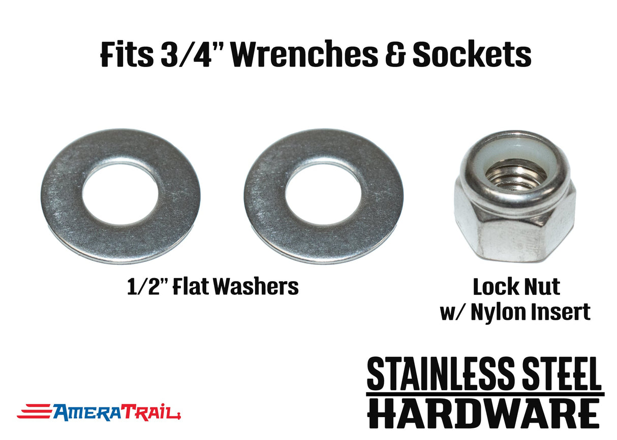Stainless Steel Bolt 1/2 x 2 3/8", Hex Head - Available w/ Nut and Washer Hardware