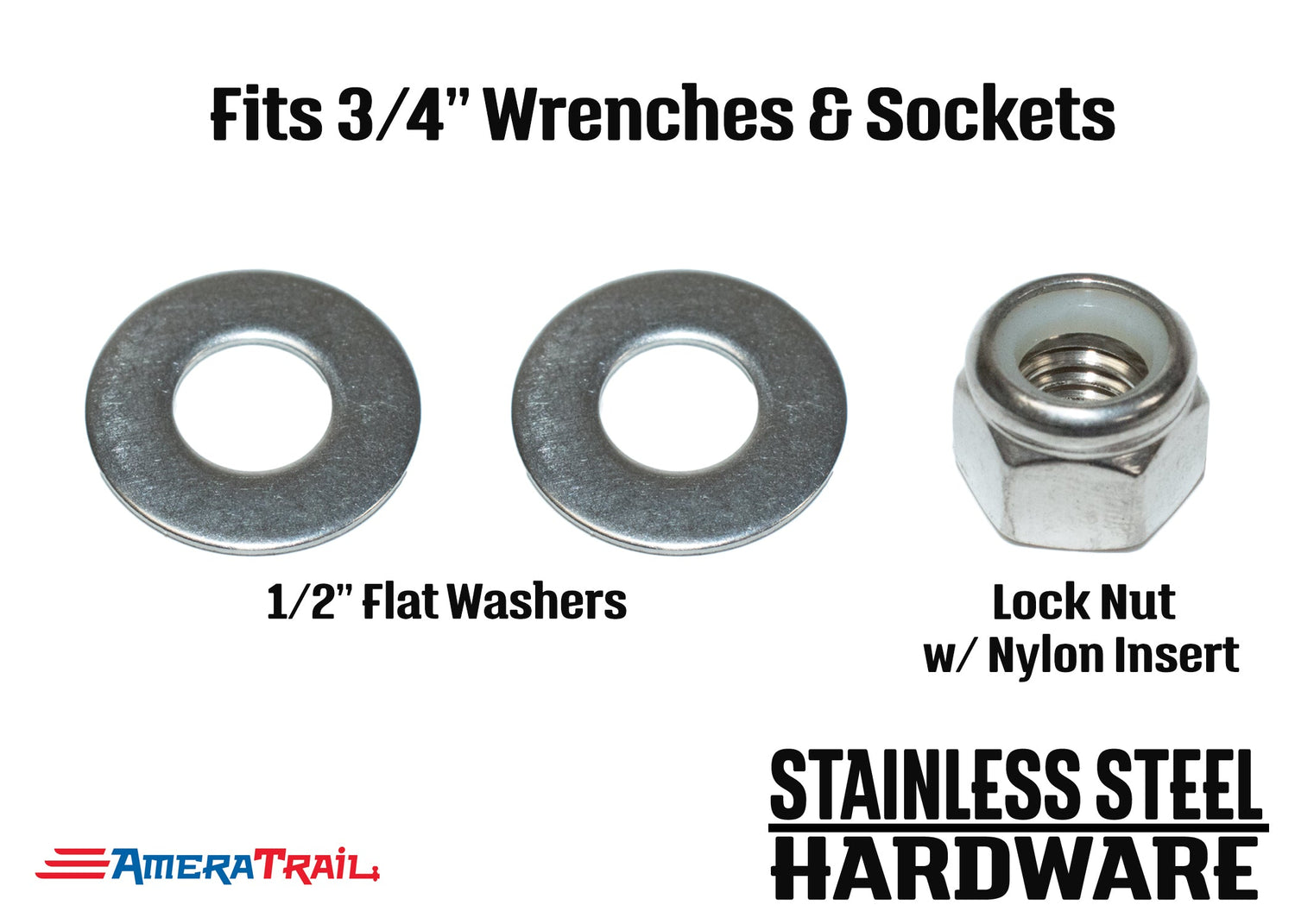 Stainless Steel Bolt 1/2 x 2 3/8", Hex Head - Available w/ Nut and Washer Hardware