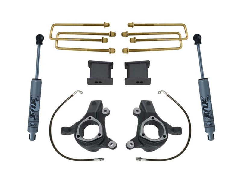 MaxTrac 07-16 GM C1500 2WD avec suspension en acier moulé. Kit de levage de broche 3 po/1 po avec amortisseurs FOX
