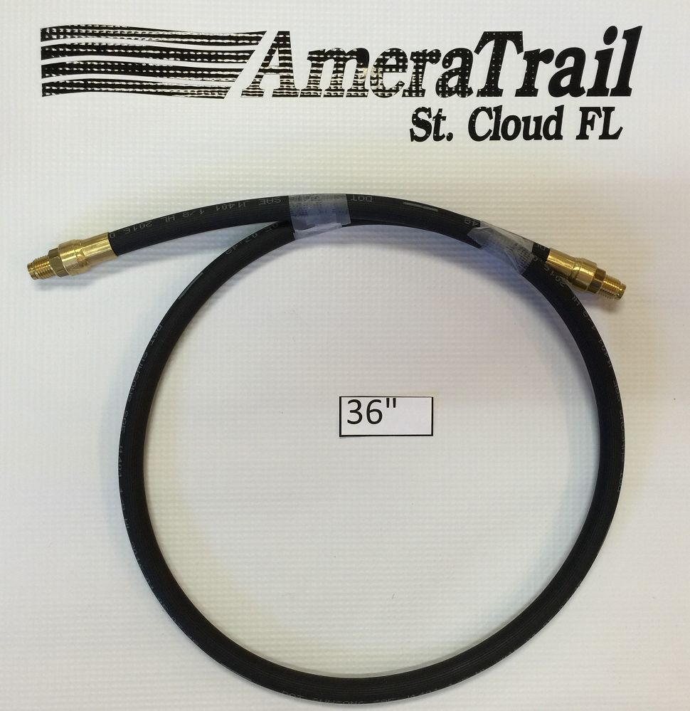 36" Brake Line, 1/8" ID 3/16" Brass Male Fittings w/ Stainless Flares - Kodiak Hydraulic Brake Hose