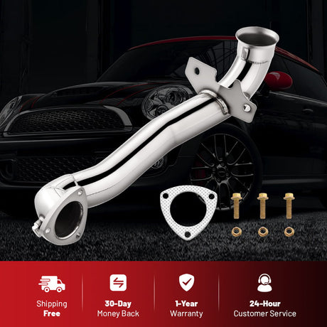 Downpipe Exhaust for 2007-2016 Mini Cooper R55-R61 1.6L Turbo 2.5 inch with 2 O2 sensor bungs Flashark