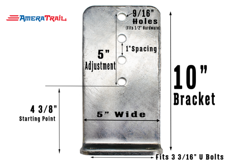 10" Vertical Bunk Bracket for Big Wood Bunks - 10" H x 5" Wide - Galvanized Finish