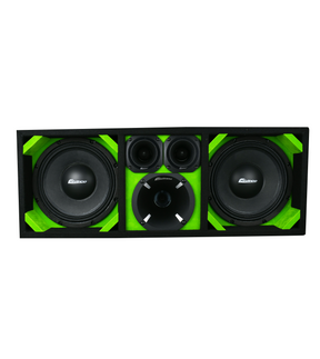 KTPON-210LIME / DUAL 10" LIME/BLACK  LOADED PORTED  BOX (With Tweeters + Driver) Comando Audio Inc.