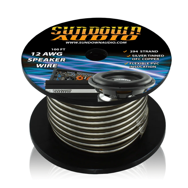 Sundown Audio 12 Gauge Silver/Black 100' Tinned OFC Oxygen Free Copper Speaker Wire Sundown Audio