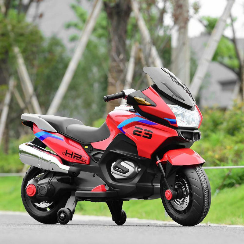 12.8 Inch Electric Ride-On Motorcycle for Kids 3+ Years with LED Lights - Red