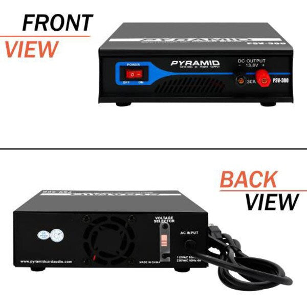 Pyle PSV300 30A AC-to-DC Power Supply with Overload Protection & Cooling Fan PYLE