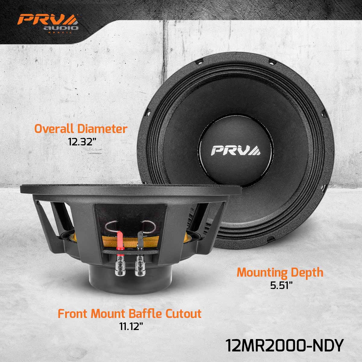 PRV Audio 12MR2000-NDY Midrange Loudspeaker Neodymium Magnet 8 Ohm