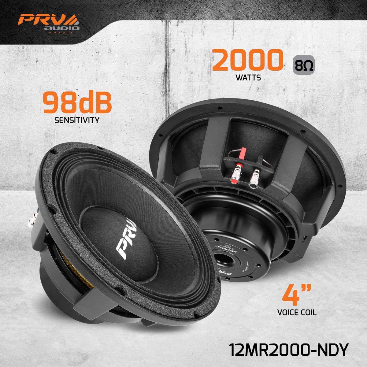 PRV Audio 12MR2000-NDY Midrange Loudspeaker Neodymium Magnet 8 Ohm