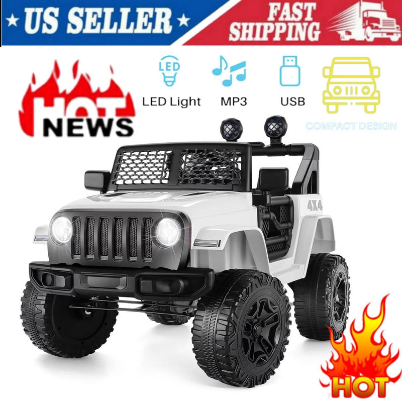 12V 2-Seater Electric Ride-On Car with LED Lights, MP3 Player, and Remote Control for Kids