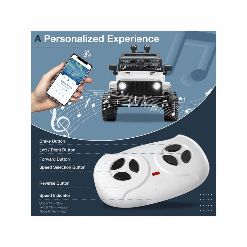 12V 2-Seater Electric Ride-On Car with LED Lights, MP3 Player, and Remote Control for Kids