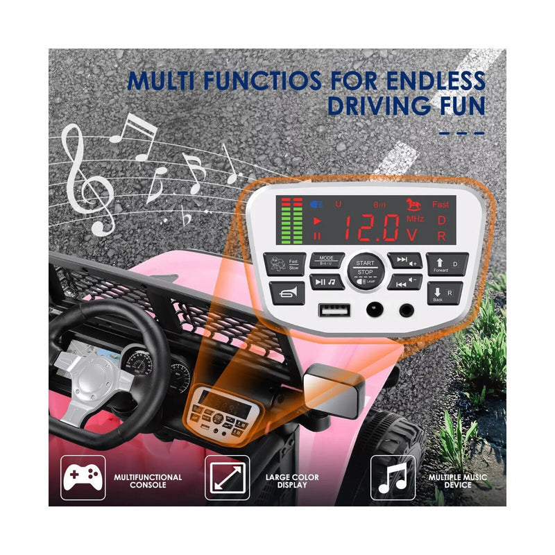 12V 2-Seater Electric Ride-On Car with LED Lights, MP3 Player, and Remote Control for Kids