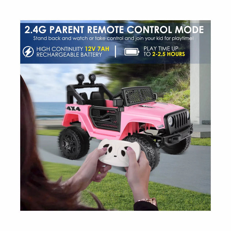12V 2-Seater Electric Ride-On Car with LED Lights, MP3 Player, and Remote Control for Kids