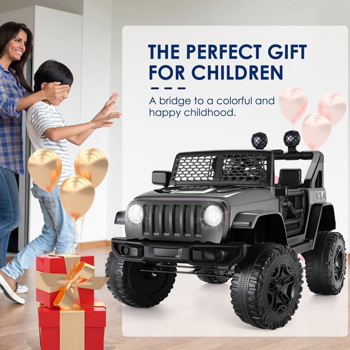 Electric Ride-On Car/Truck for Kids with MP3 Music and Remote Control - 12V with Lights - 76 Fun Features!