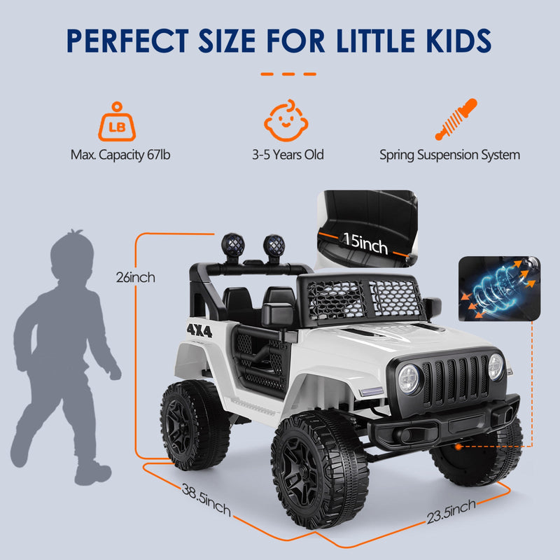Electric Ride-On Car/Truck for Kids with MP3 Music and Remote Control - 12V with Lights - 76 Fun Features!
