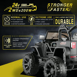 Jeep 24V/12V Kids Electric Ride-On Car with Remote Control, 3 Speeds, and LED Lights
