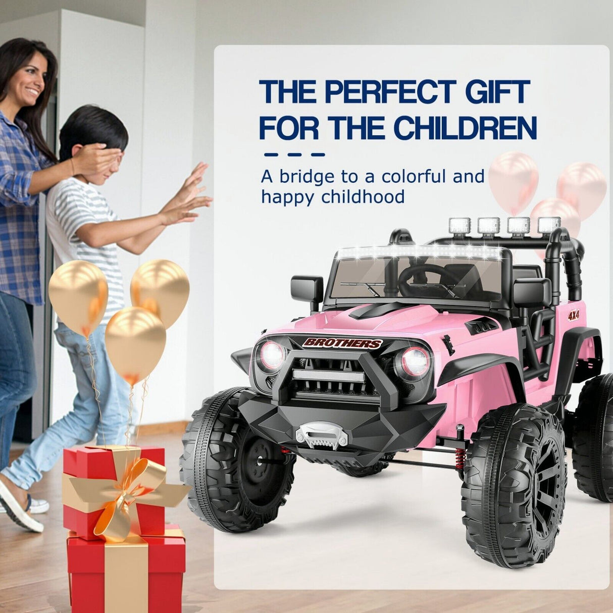 Jeep 24V/12V Kids Electric Ride-On Car with Remote Control, 3 Speeds, and LED Lights