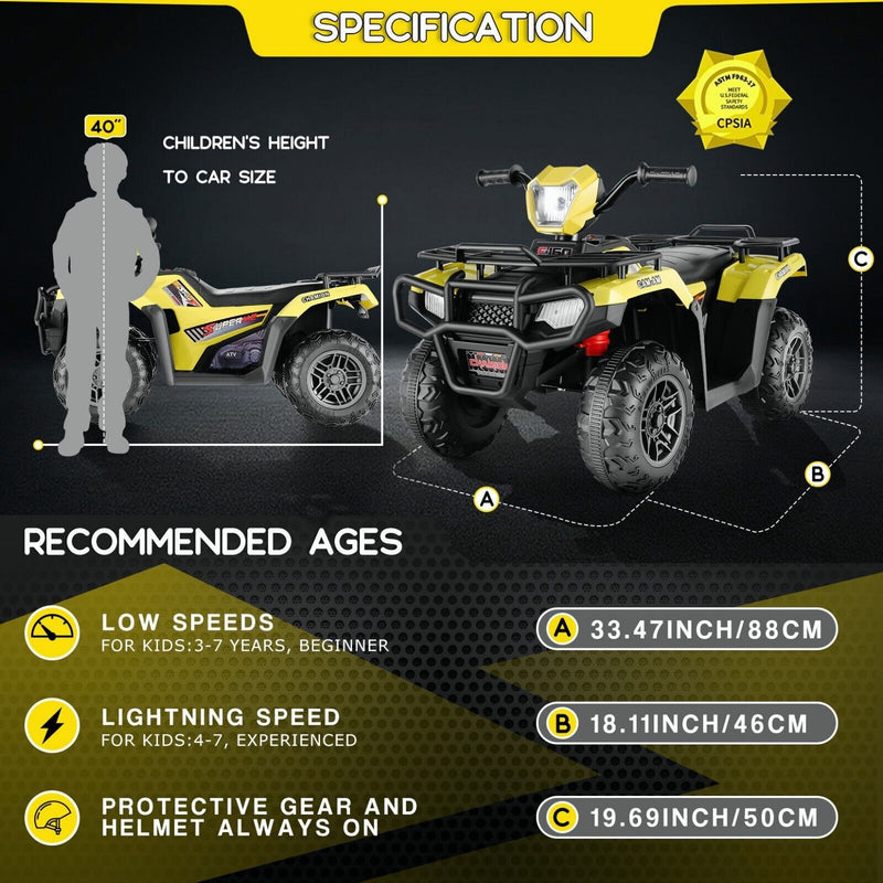 Electric Ride-On ATV Jeep Truck for Kids with LED Lights and Music