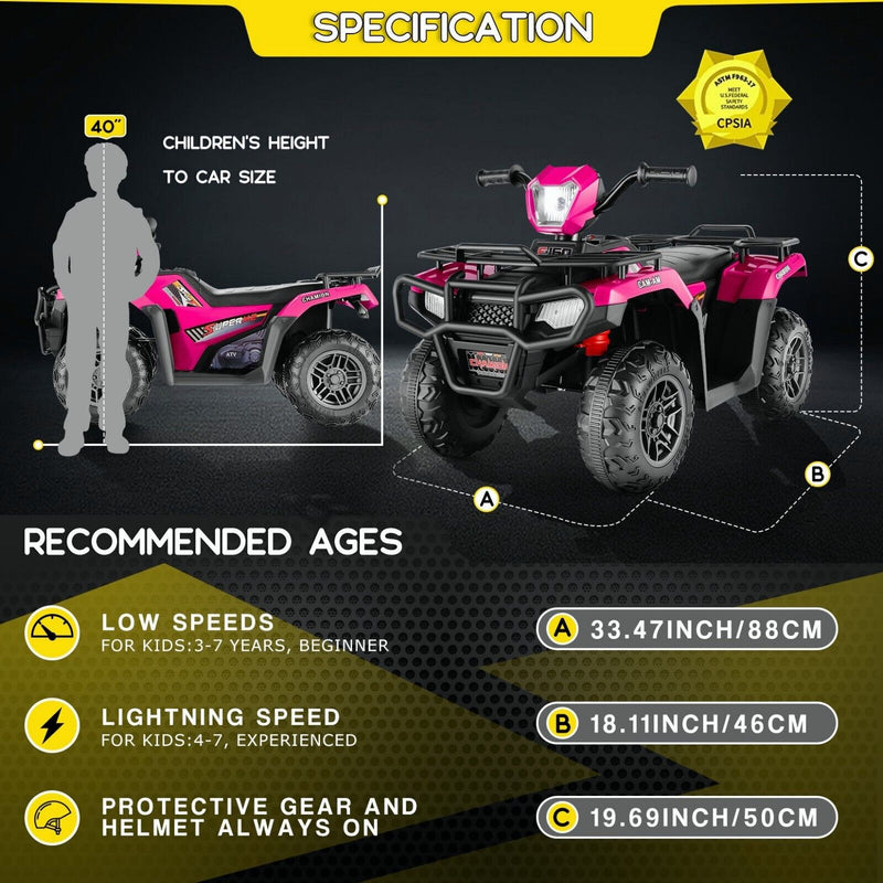 Electric Ride-On ATV Jeep Truck for Kids with LED Lights and Music