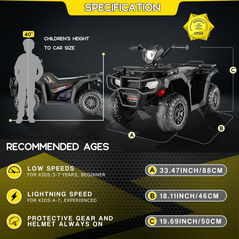 Electric Ride-On ATV Jeep Truck for Kids with LED Lights and Music