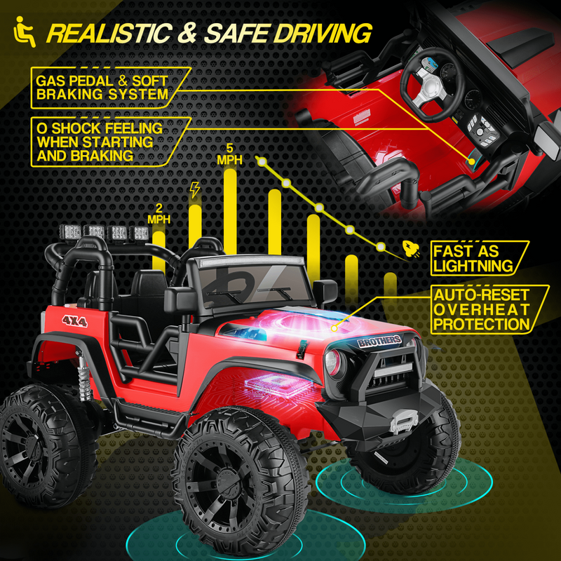 Electric Ride-On ATV Jeep Truck for Kids with LED Lights and Music