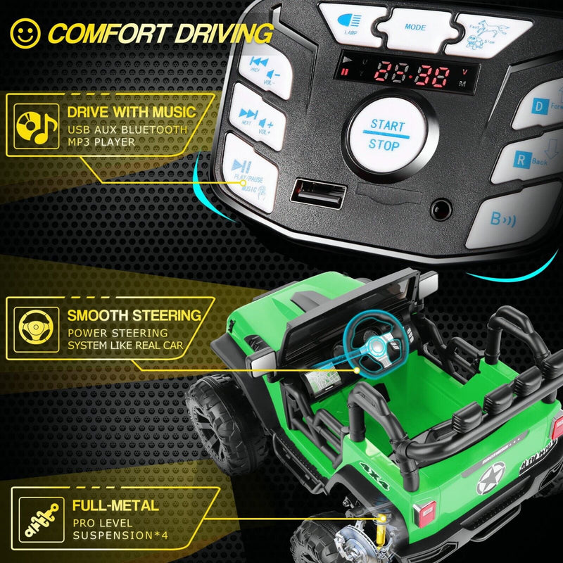 Electric Ride-On ATV Jeep Truck for Kids with LED Lights and Music
