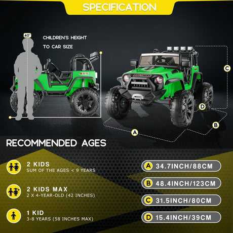 Electric Ride-On Jeep Truck for Kids: 12V/24V ATV Toy with Four-Wheel Drive