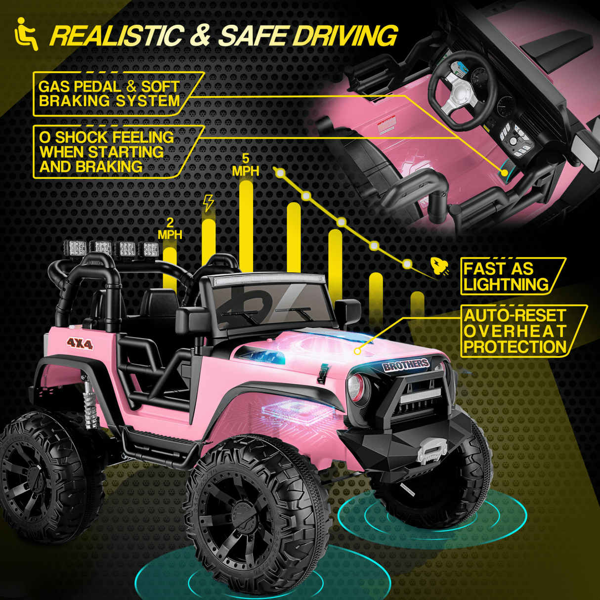 Electric Ride-On ATV Jeep Truck for Kids with MP3 Player - 12V/24V 4-Wheeler Car Toy for Toddlers