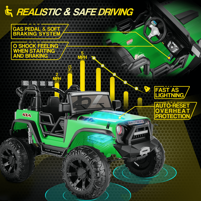 12V/24V Electric Jeep Truck ATV Ride-On Toy with Parental Remote Control for Kids