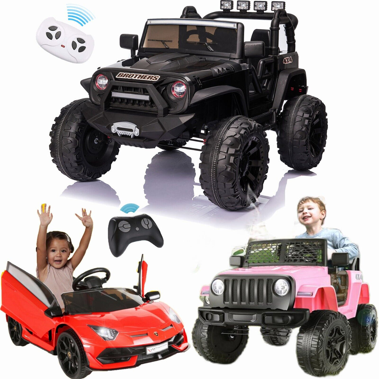 12V/24V Electric Ride On Jeep Toy Car with USB, Bluetooth, and Remote Control for Kids