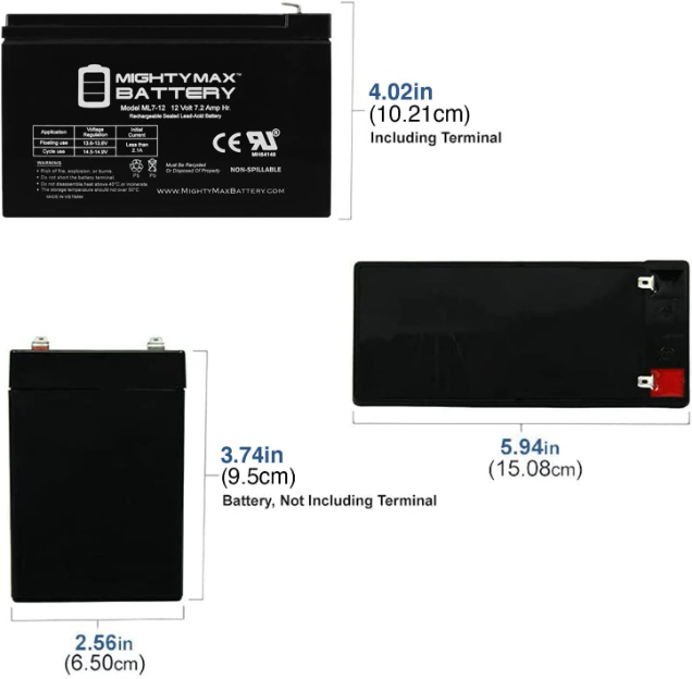 12V 7 Amp Hr. Replacement Battery for Electric Power Wheels Ride-On Cars