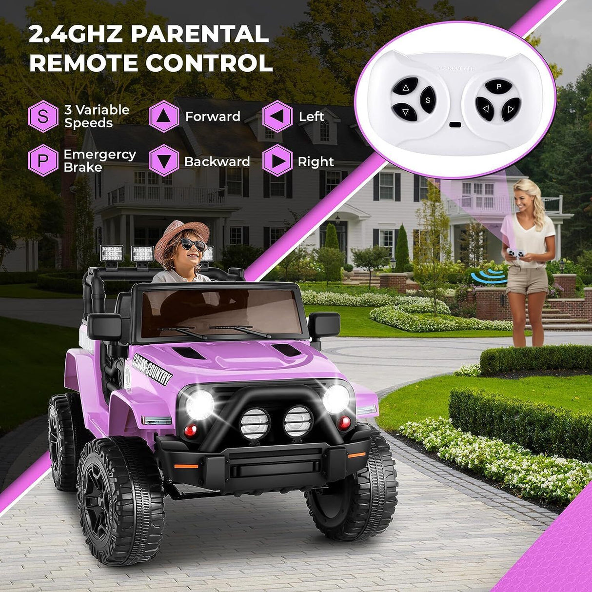 Electric Ride-On Car for Kids with Remote Control and Music Player