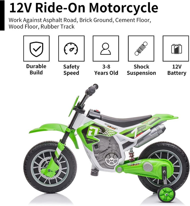 12V Battery Powered Electric Dirt Bike for Kids - The Perfect Ride-On Motorcycle for Young Riders!