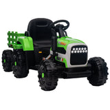 12V Battery Powered Electric Tractor Toy with Remote Control and Trailer Attachment