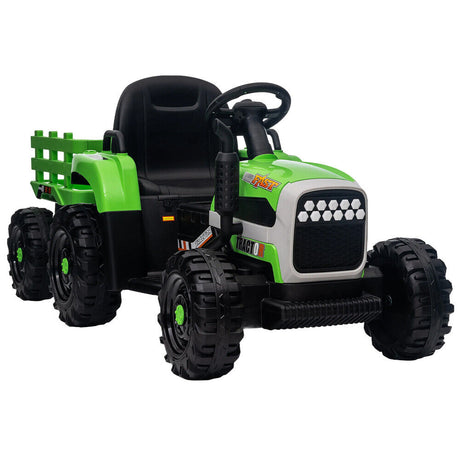 12V Battery Powered Electric Tractor Toy with Remote Control and Trailer Attachment